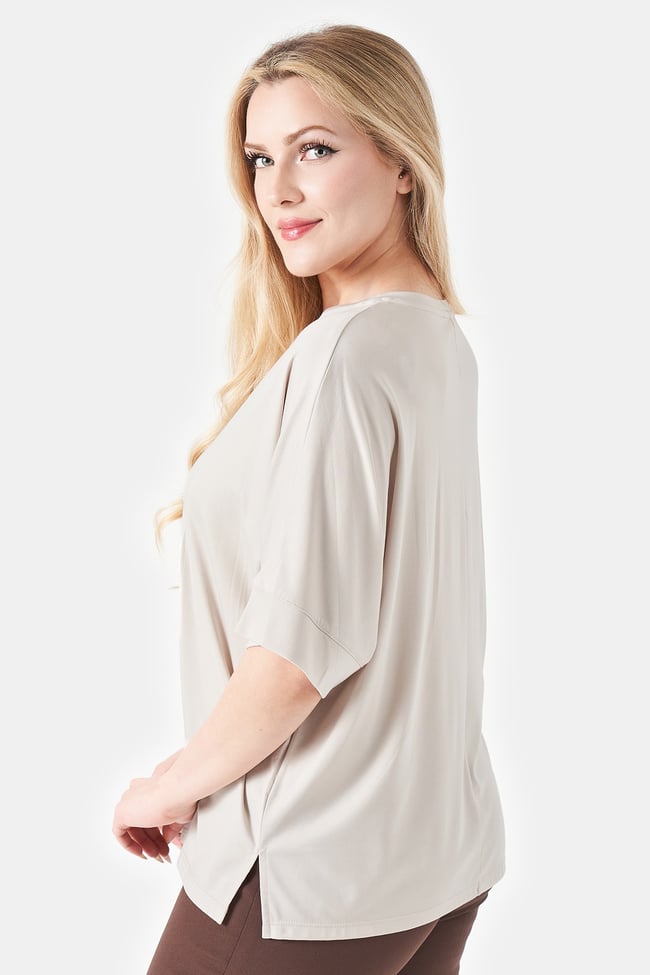 11057 KABARTMA BASKLI RAHAT KESİM ÖRME BLUZ