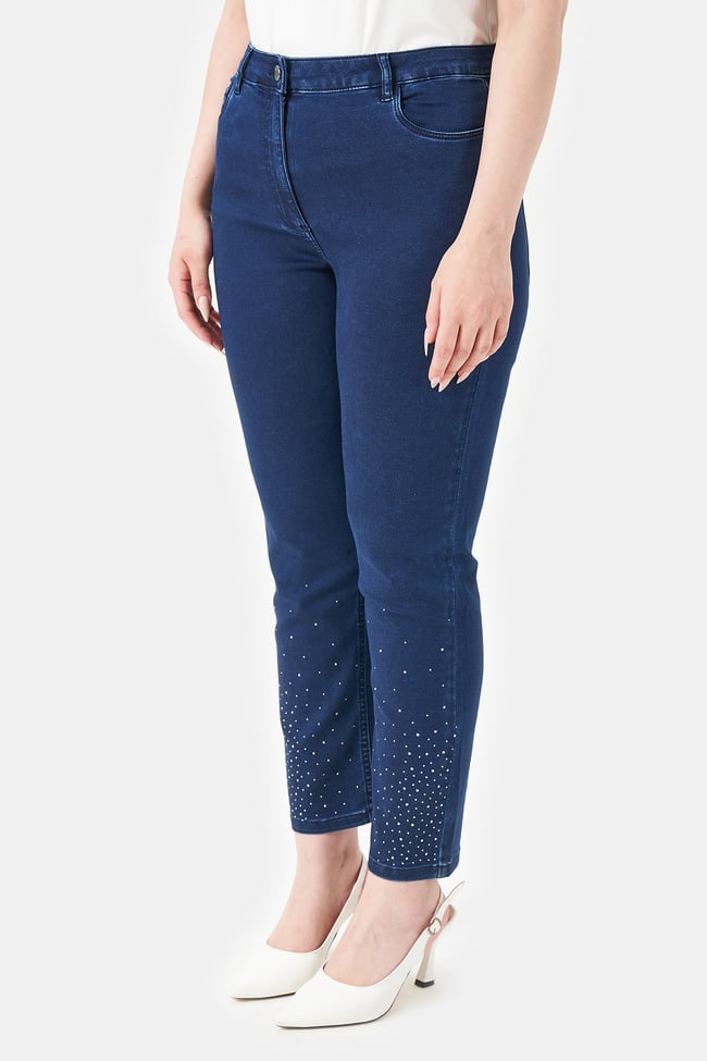 30114 TAŞ DETAYLI BİLEK BOY KOT PANTOLON