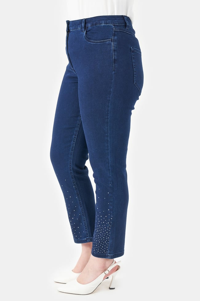 30114 TAŞ DETAYLI BİLEK BOY KOT PANTOLON
