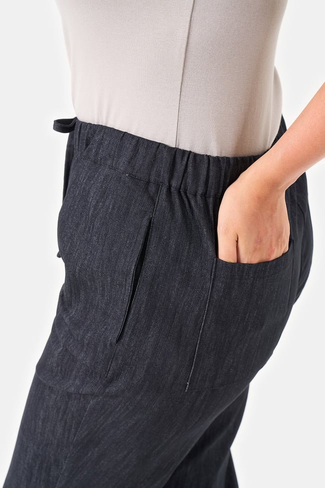 30227 BELİ LASTİKLİ RAHAT KESİM BORU PAÇA DENİM PANTOLON