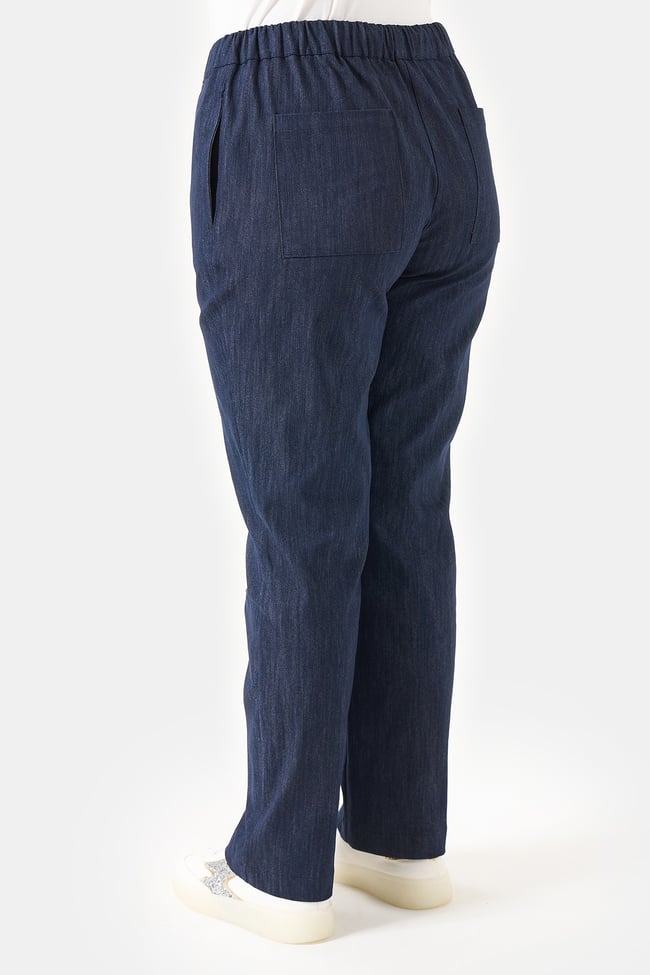 30227 BELİ LASTİKLİ RAHAT KESİM BORU PAÇA DENİM PANTOLON
