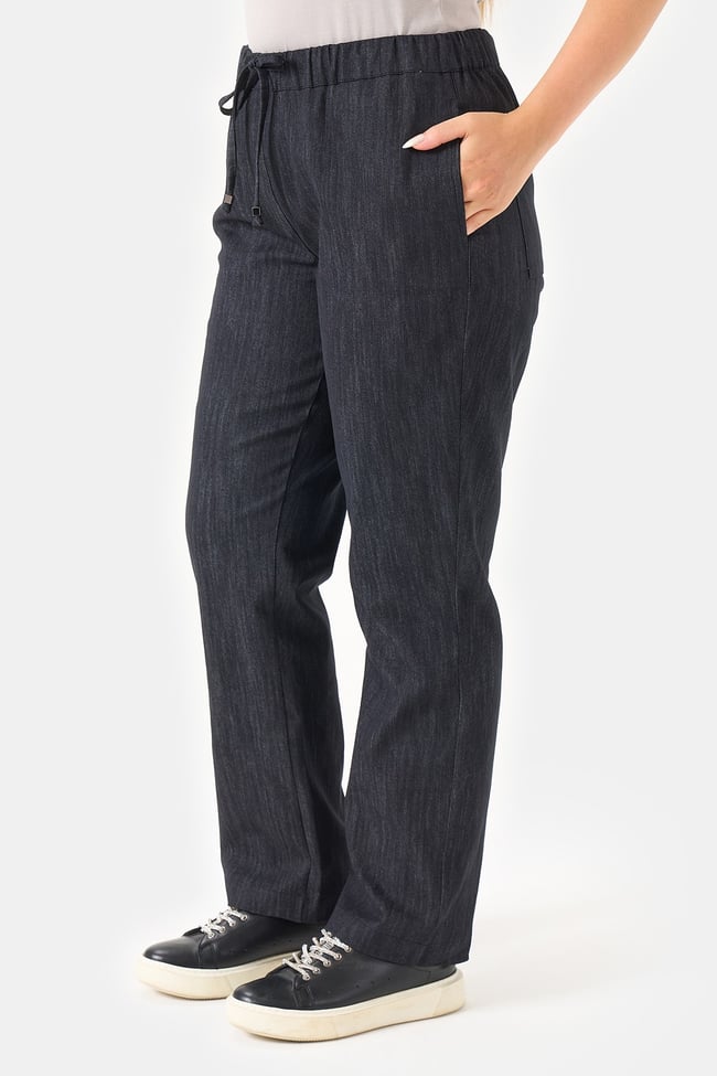 30227 BELİ LASTİKLİ RAHAT KESİM BORU PAÇA DENİM PANTOLON