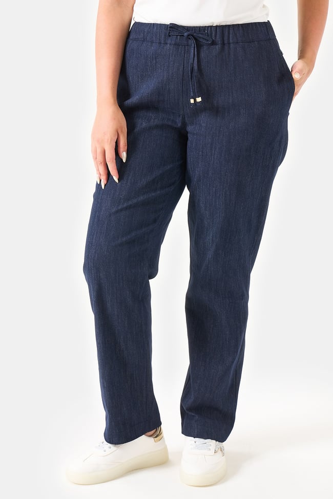 30227 BELİ LASTİKLİ RAHAT KESİM BORU PAÇA DENİM PANTOLON
