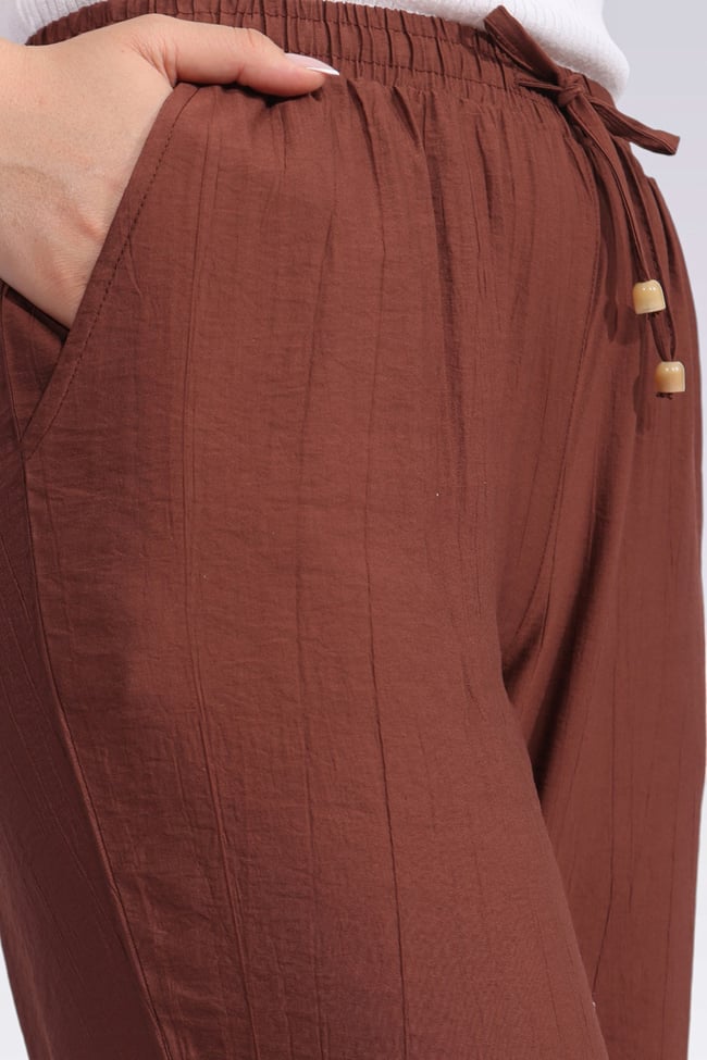 30270 BELİ LASTİKLİ RAHAT KESİM GENİŞ PAÇA PANTOLON