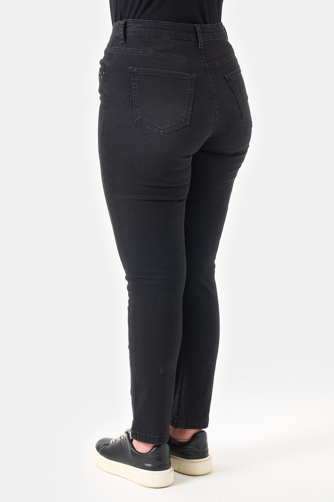 30297 TAŞ DETAYLI DAR PAÇA KOT PANTOLON