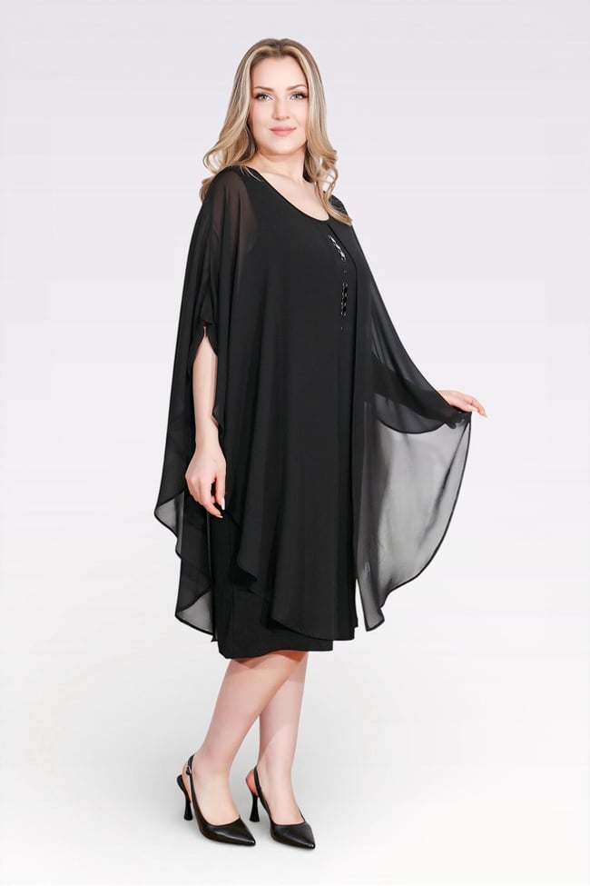 40177 AKSESUAR DETAYLI RAHAT KESİM ABİYE ELBİSE