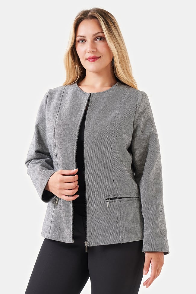 50190 SIFIR YAKA FERMUARLI CEKET