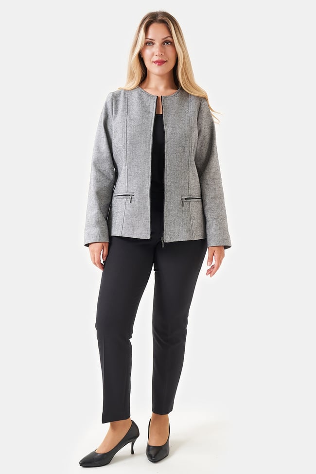 50190 SIFIR YAKA FERMUARLI CEKET