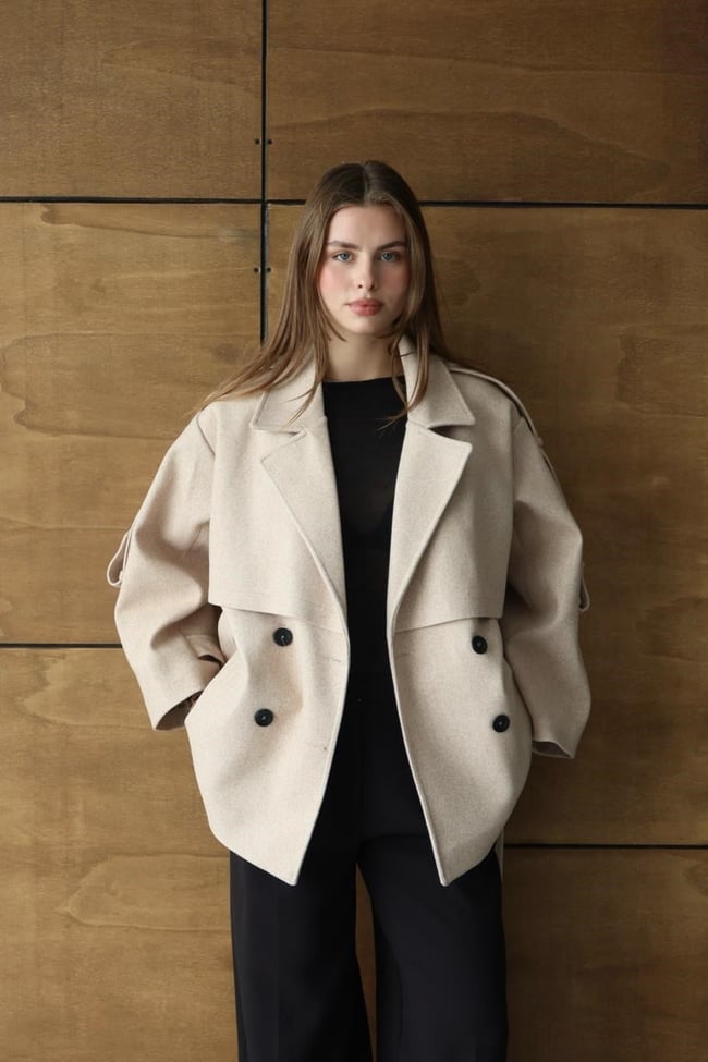 Bej Kuşaklı Permium Kaban