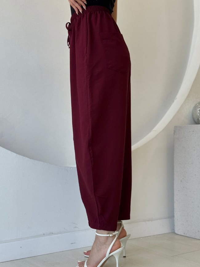 Bordo Şalvar Model Pantolon