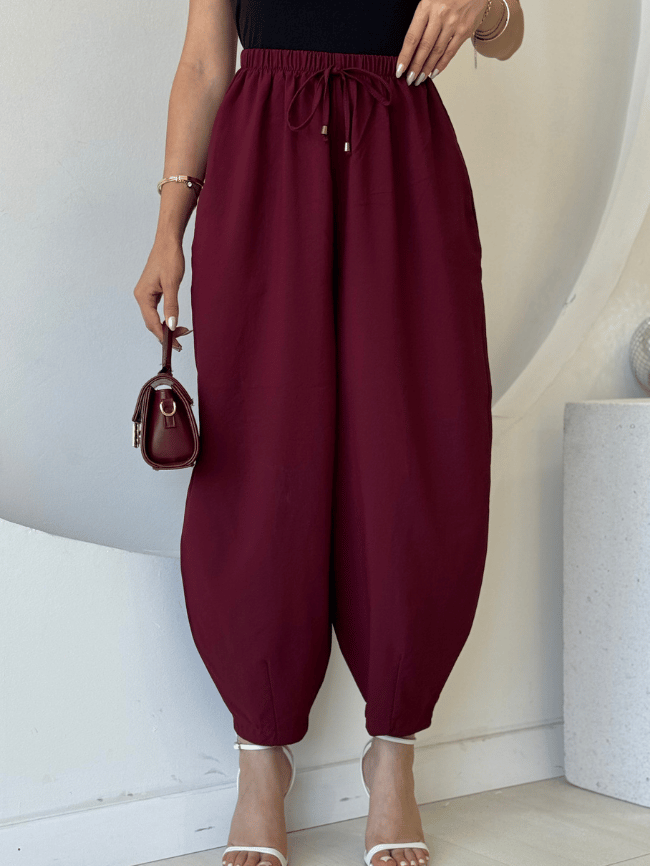Bordo Şalvar Model Pantolon