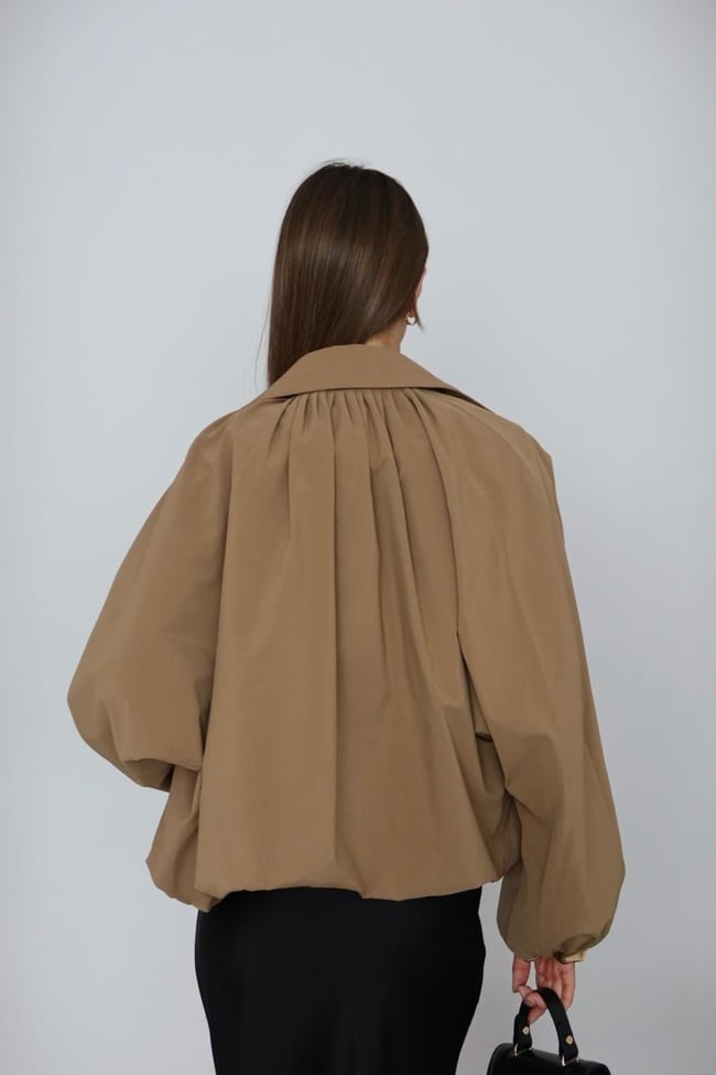 Camel Fermuarlı Balon Ceket