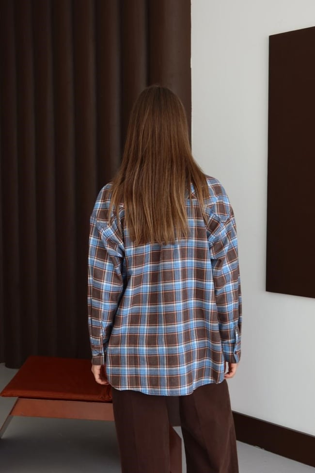 Ekoseli Oduncu Gömlek Mavi