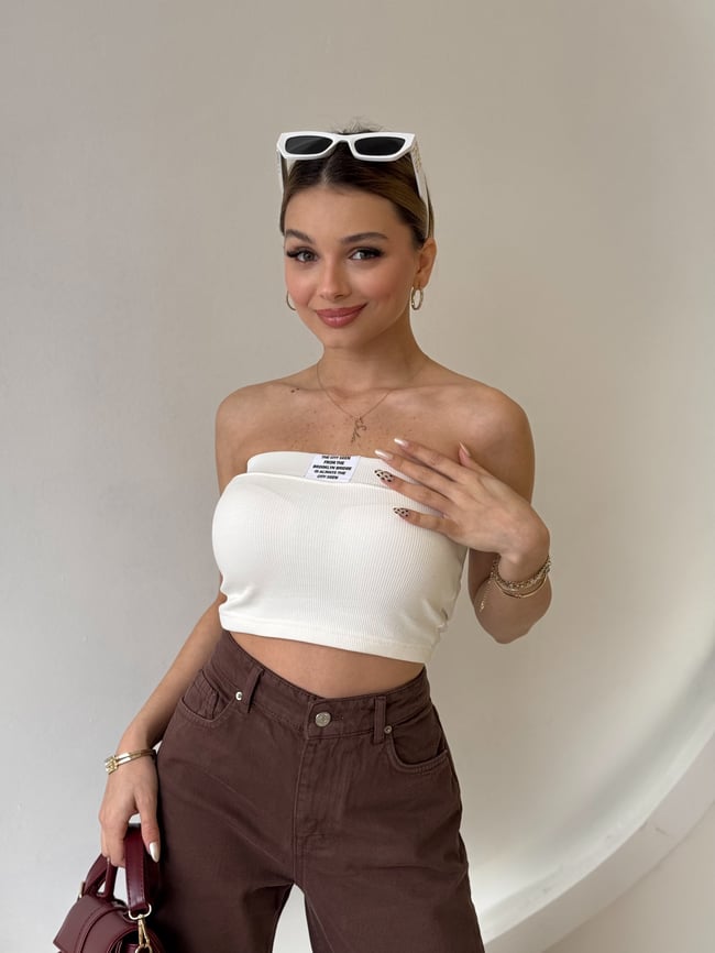 Ekru Fitilli Crop