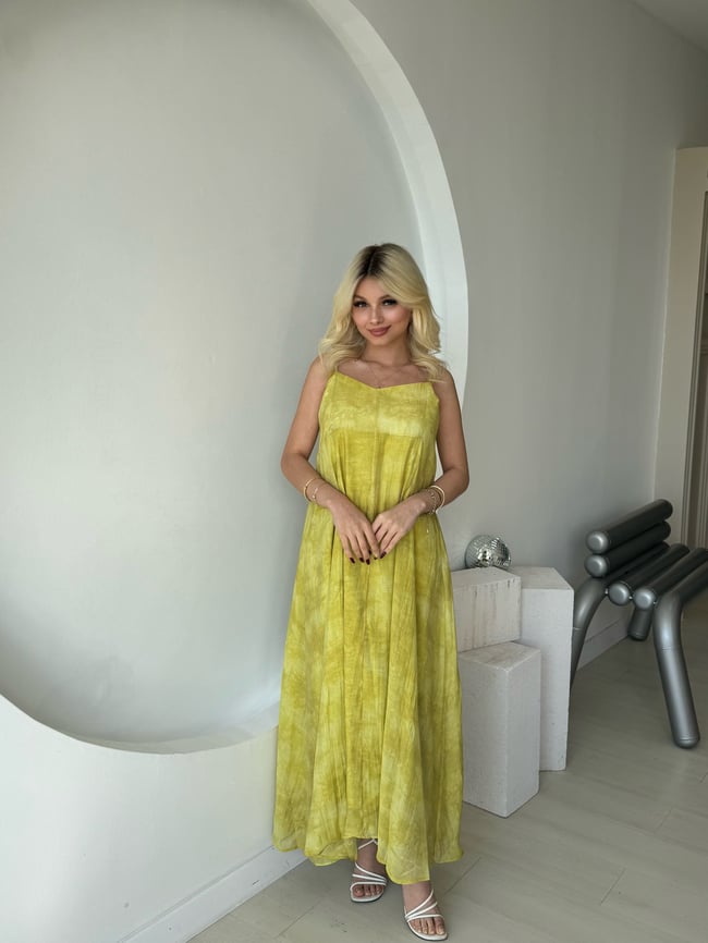 İp Askılı Astarlı Elbise