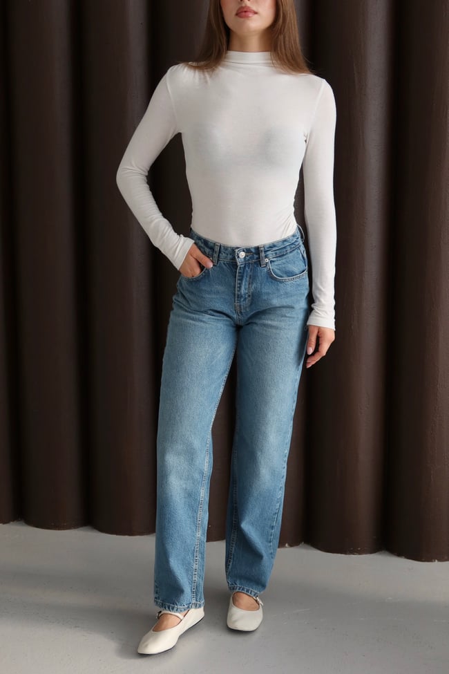 Koyu Mavi Mom Jean