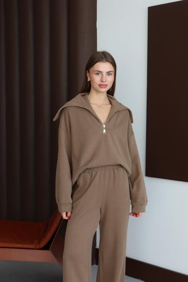 Vizon Fermuar Detaylı Örme Takım