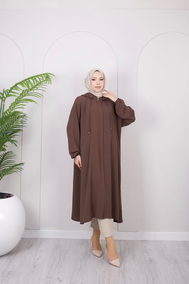Basic Kapüşonlu Kap | Kahve