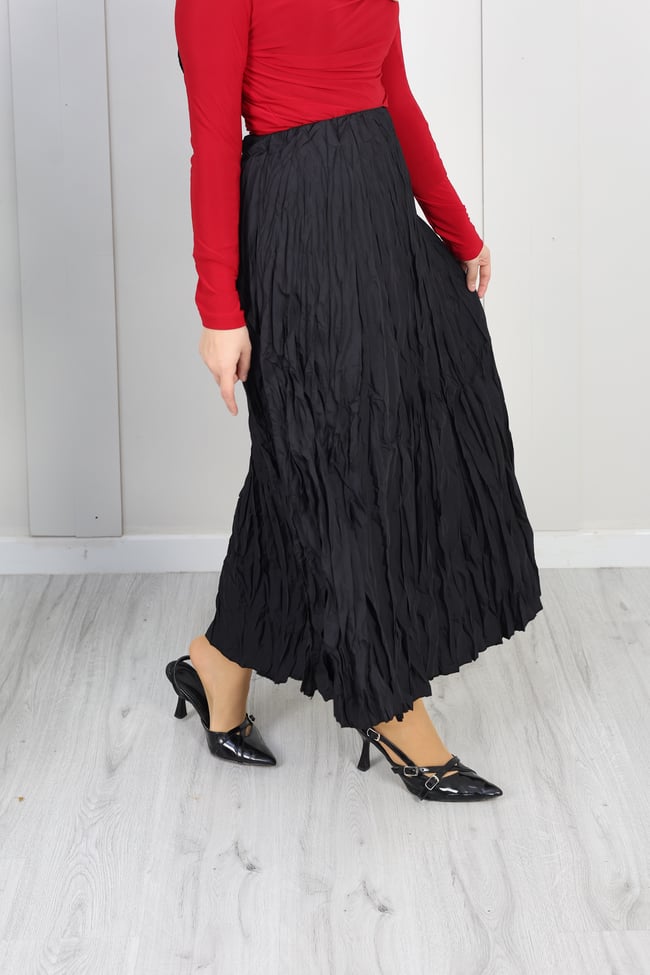 Beli Lastikli Kraş Etek | Siyah