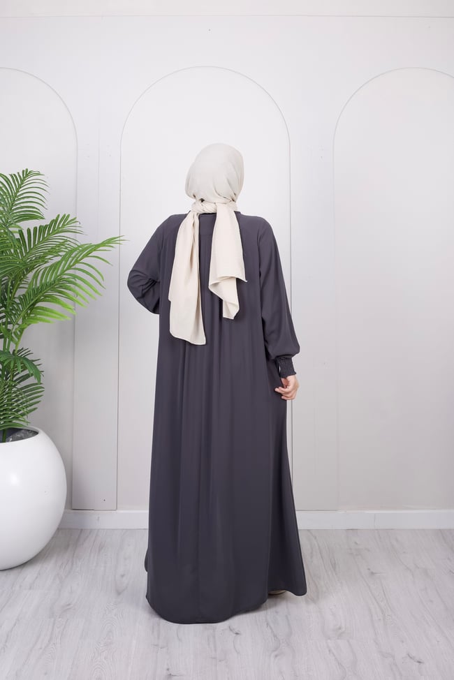 Dökümlü Basic Ferace | Füme