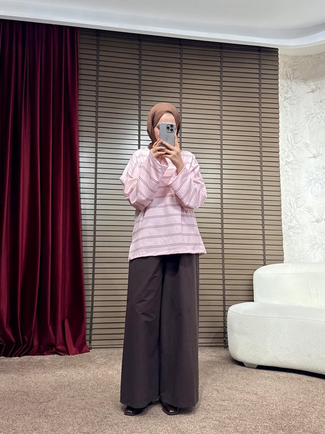 BBC ÇİZGİLİ SWEAT-PEMBE