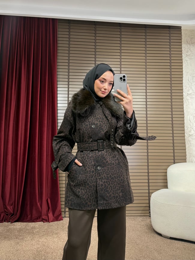 BBC LEOPAR PREMİUM TRENÇ-KAHVE