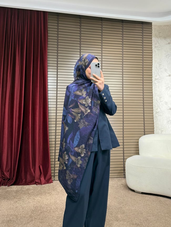 BBC RÜYA DESEN ŞAL-LACİVERT