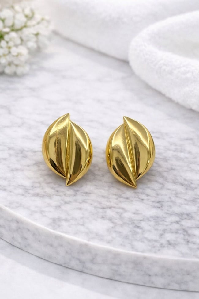 Gold Kaplama Modern Tasarım Dalga Form Küpe