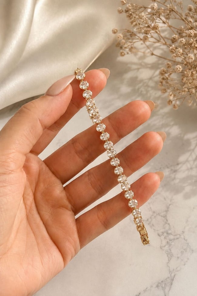 4mm Oval Taş Suyolu Bileklik Kararmaz Özel Seri Bileklik 16+2cm