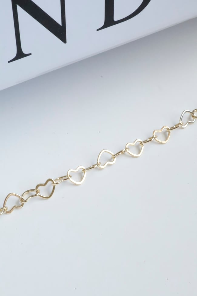 Kadın Bileklik Kararmaz 14k Altın Renk Vip Seri İthal Kalp Zincir Bileklik