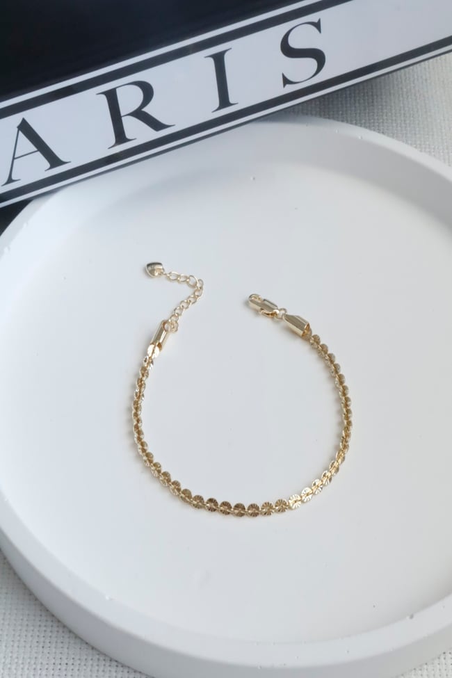 Kadın Bileklik Kararmaz 14k Altın Renk Vip Seri İthal Yuvarlak Disk Bileklik