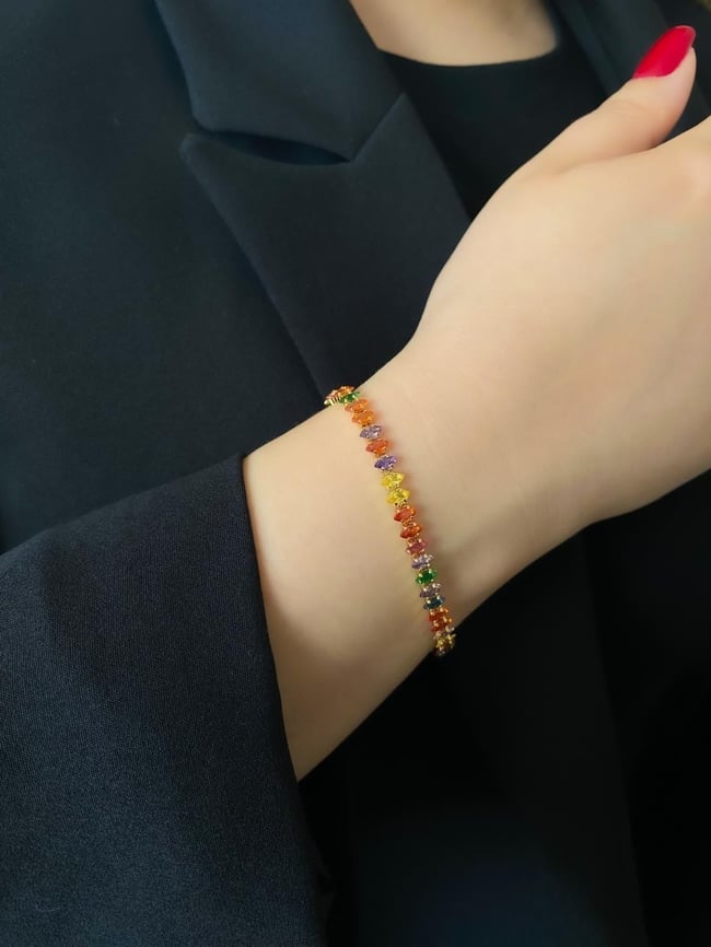 Kadın Bileklik Mekik Taş Su Yolu 16+2 cm Bileklik
