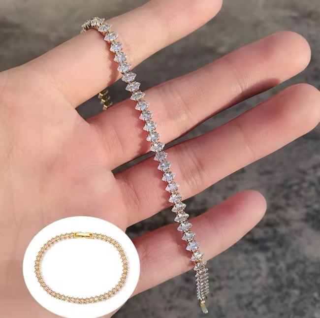 Kadın Bileklik Mekik Taş Su Yolu 16+2 cm Bileklik