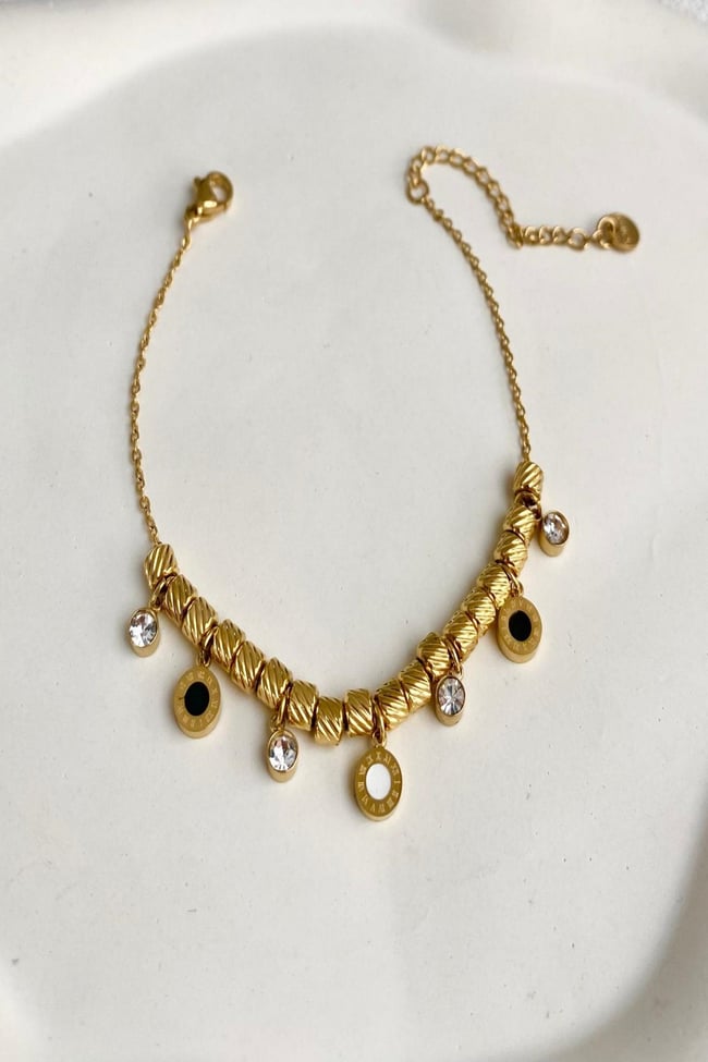 Kadın Çelik Bileklik Çizgi Kare Boncuk Moda Roma Rakam Zirkon Taş Bileklik