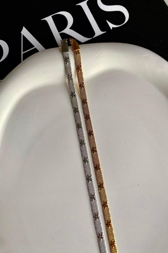 Kadın Çelik Bileklik İtalyan Zincir Yıldız Baskı Bileklik