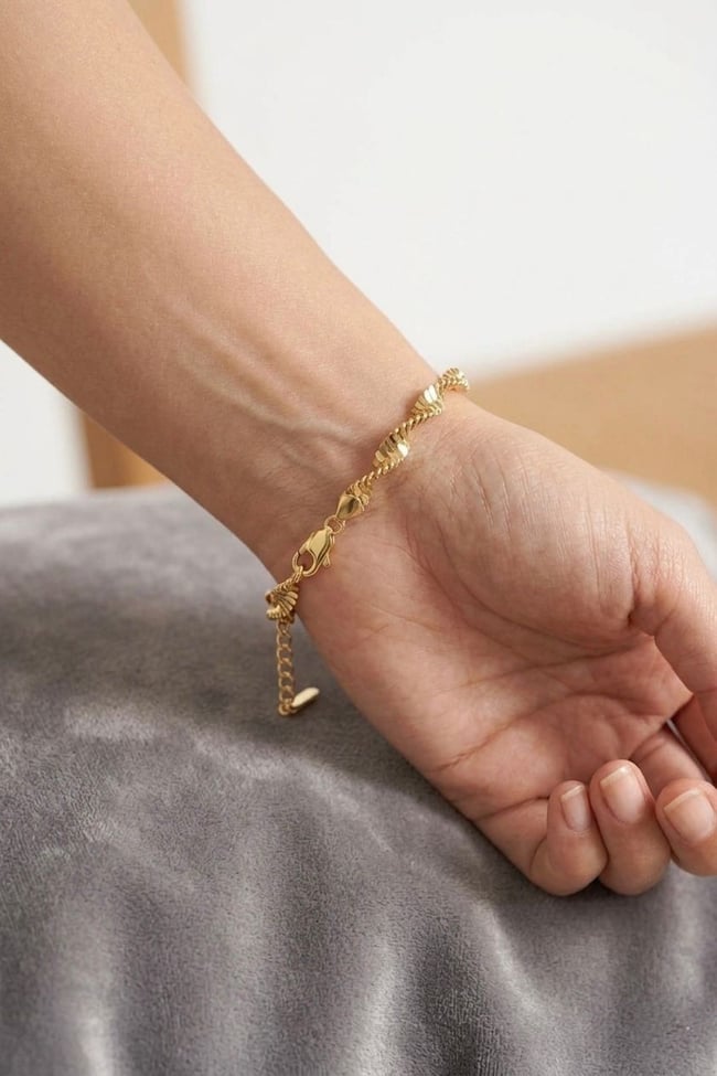 Kadın Çelik Bileklik Kararmaz 14k Altın Renk Vip Seri İthal 4mm Burgu-İtalyan Zincir Kadın Bileklik 