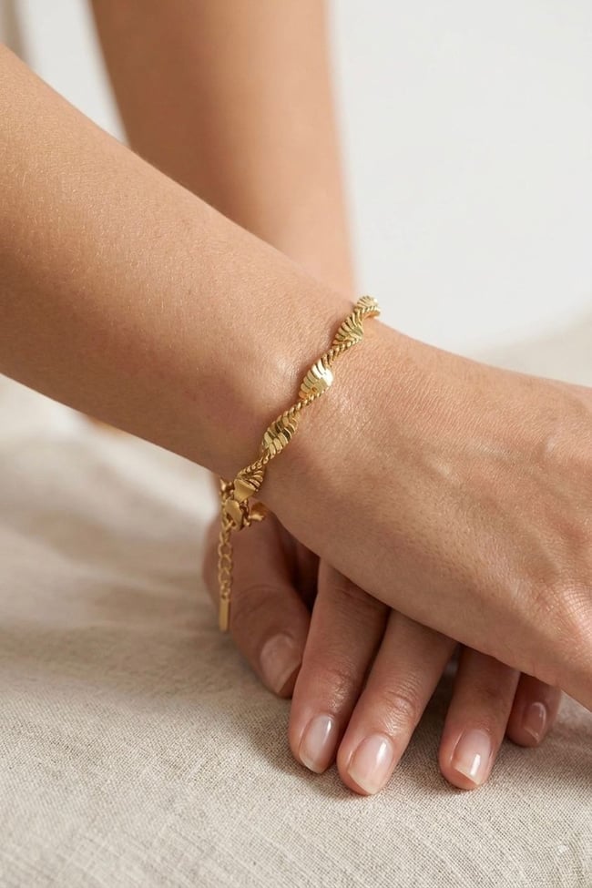 Kadın Çelik Bileklik Kararmaz 14k Altın Renk Vip Seri İthal 4mm Burgu-İtalyan Zincir Kadın Bileklik 