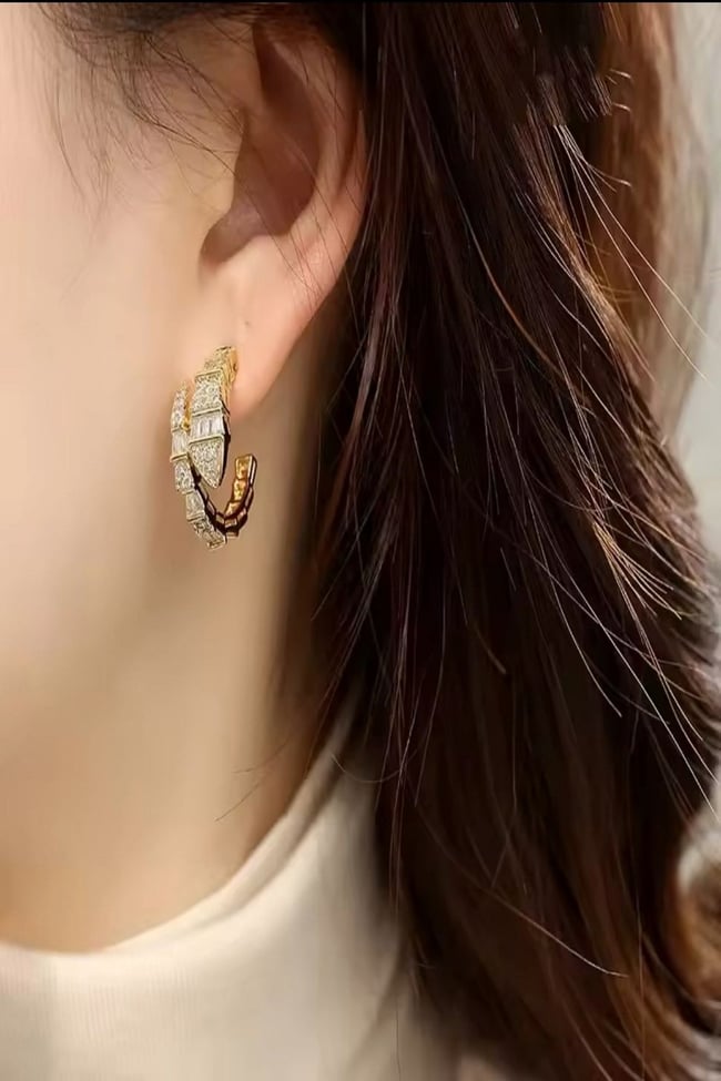 Kadın Çelik Küpe Luxury Marka Snake Kararmaz Küpe