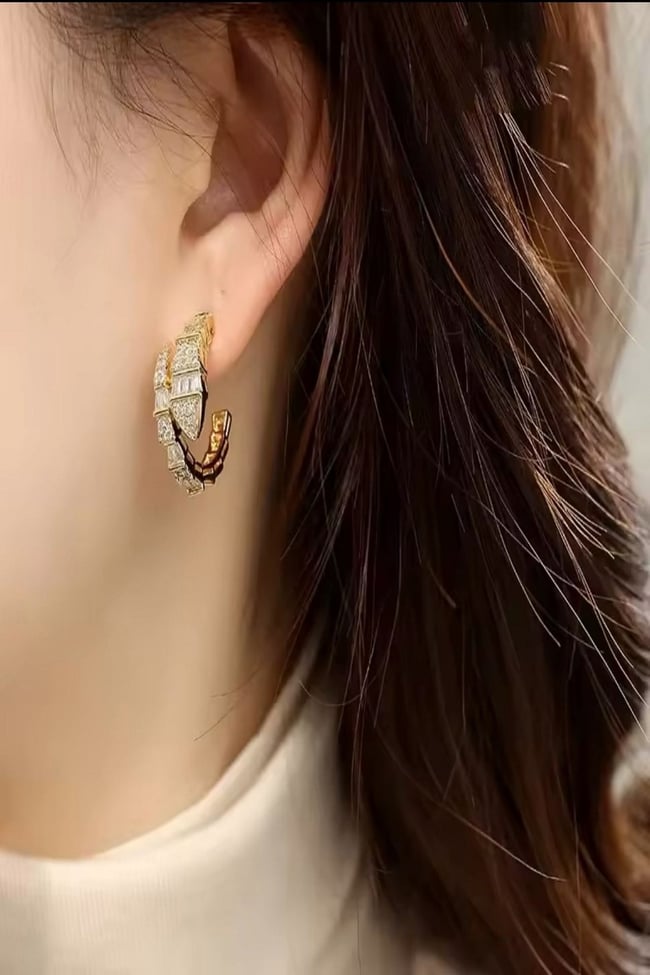 Kadın Çelik Küpe Luxury Marka Snake Kararmaz Küpe