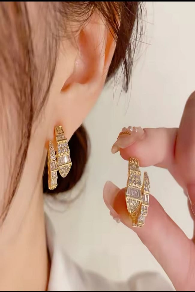 Kadın Çelik Küpe Luxury Marka Snake Kararmaz Küpe