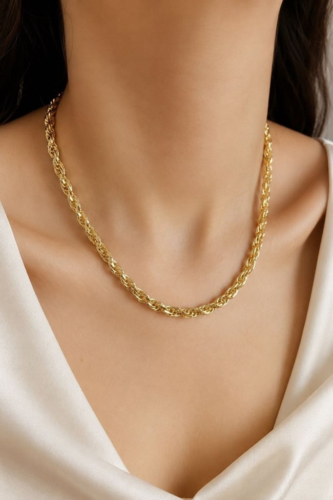 Kadın Kolye Kararmaz 14k Altın Renk Vip Seri İthal Karmaşık Zincir Kolye