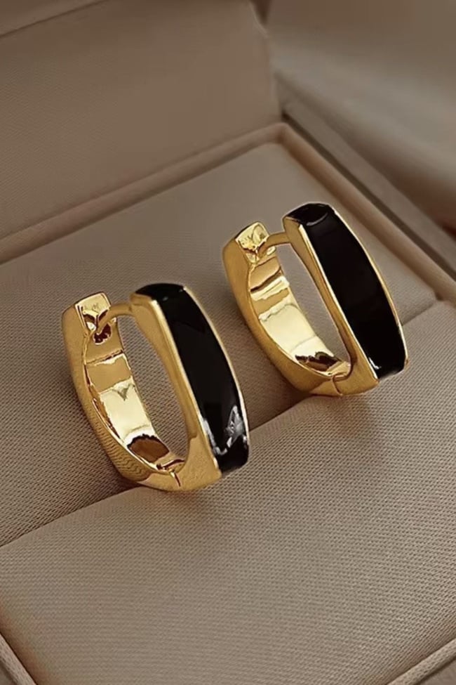 Kadın Küpe 14k Gold Renkli Mineli Premium Halka Küpe