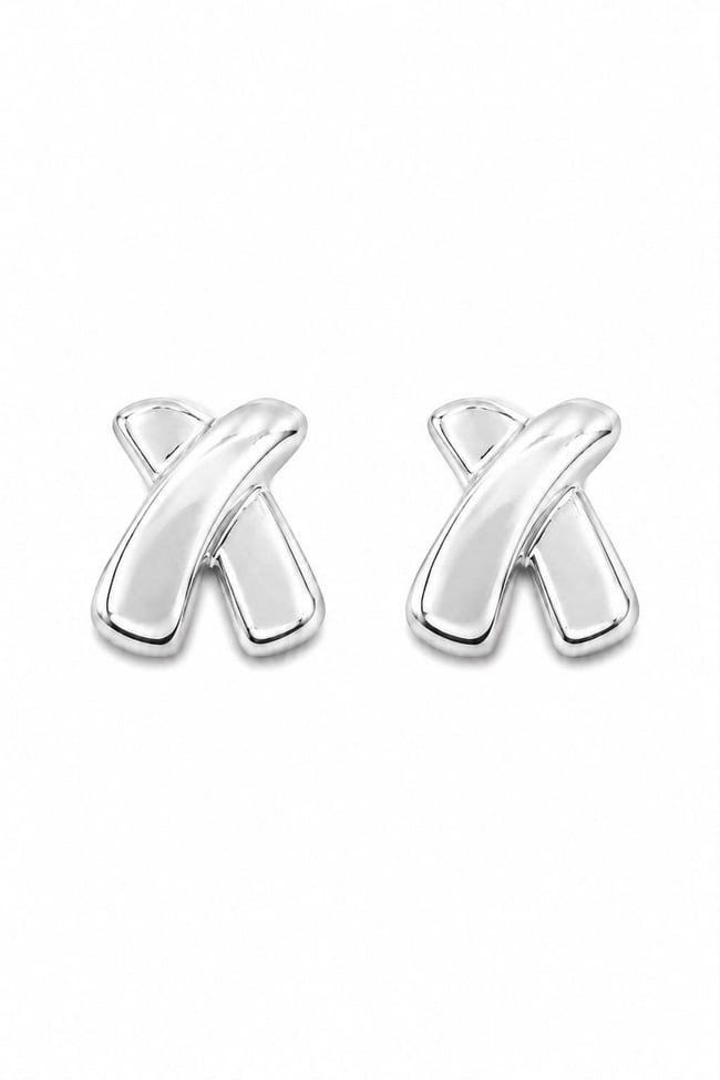 Kadın Küpe Düz Plaka Çarpı Model 2cm Küpe