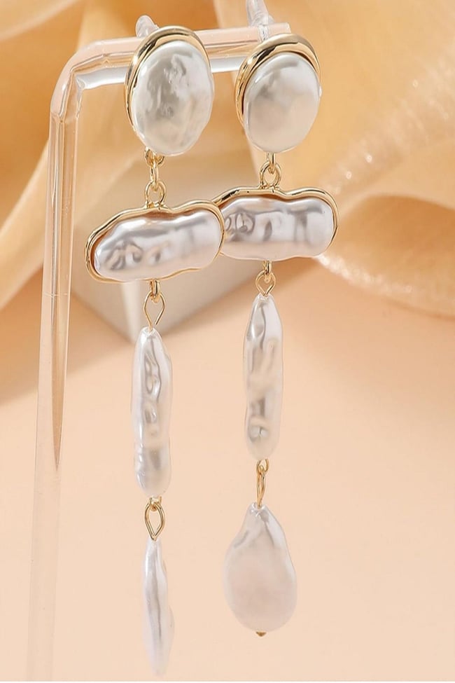 Kadın Küpe İthal Özel Seri Barok Daire Çubuk Damla Model Sallantı Kararmaz Küpe