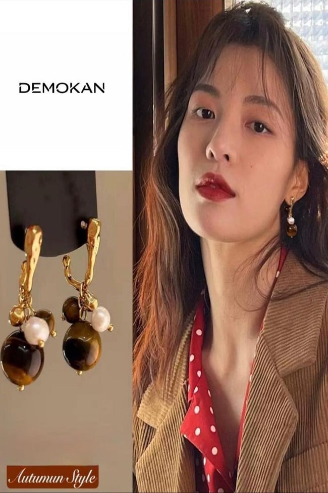 Kadın Küpe İthal Vip Seri Akrilik Taşlı Autumn Küpe