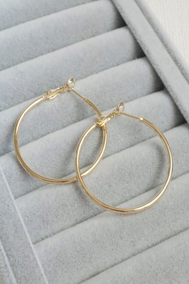 Kadın Küpe Kararmaz 14k Renk Vip Seri İnce Halka 4cm Küpe