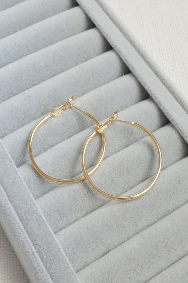 Kadın Küpe Kararmaz 14k Renk Vip Seri İnce Halka 4cm Küpe