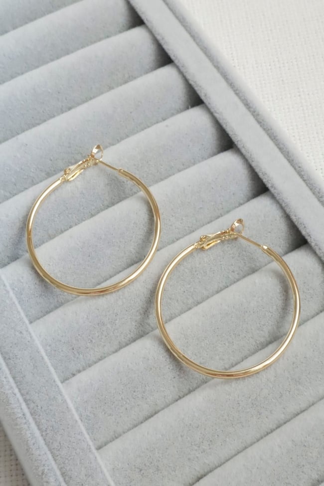 Kadın Küpe Kararmaz 14k Renk Vip Seri İnce Halka 4cm Küpe
