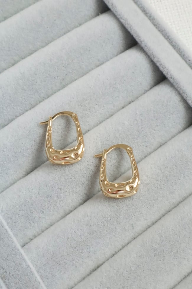 Kadın Küpe Kararmaz 14k Renk Vip Seri Krater U Model 2cm Halka Küpe