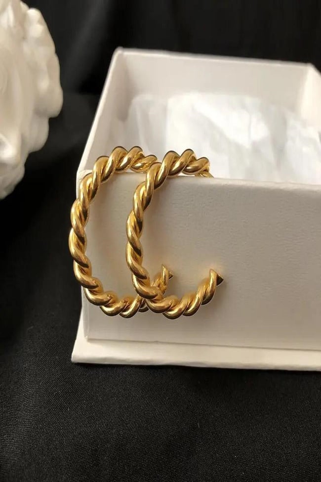 Kadın Küpe Kesik Halka Sık Burgu 2,5cm Küpe